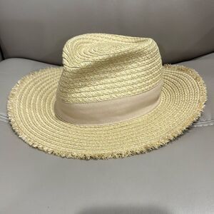 Eric Javits Fringe Pinch Straw Fedora Hat New Retails: $350